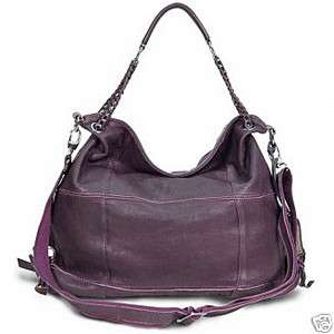 New Tosca Capri Genuine Leather Hobo Tote Handbag, Purple  