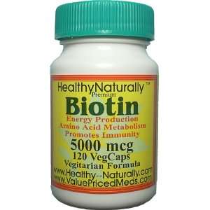  Biotin 5000 mcg (120 VegiCaps) by Healthy Naturally, ONLY 