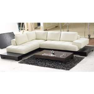    Tosh Furniture Modern Beige Leather Sectional Sofa