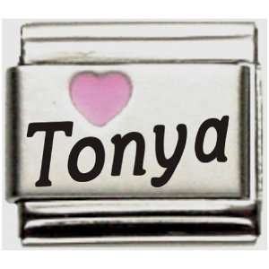 Tonya Pink Heart Laser Name Italian Charm Link Jewelry