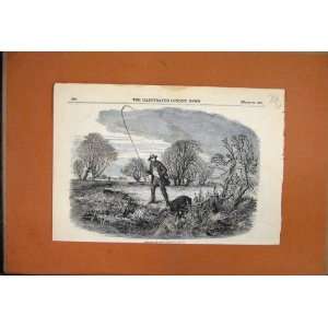   Trolling For Jack The Big Fish Rod River Old Print