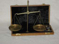 Antique Balance Scale   Great Shape in Velvet Wood Box  