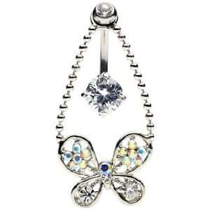  Crystal Butterfly w/ Chain Belly Ring   