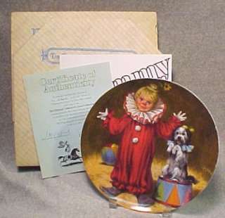 This is an adorable collectors plate titled Tommy the Clown. It 