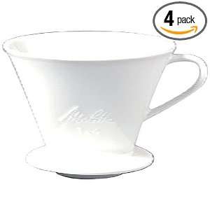 Melitta Number 4 Porcelain Pour Over Coffee Brewing Cone, (Pack of 4 