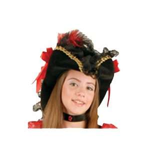  Black and Red Lacey Pirate Hat Child Costume Accessory 