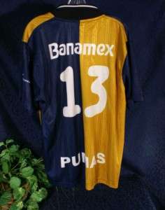 Navy & Gold HULAMA BANAMEX PUMAS #13 Soccer JERSEY L  
