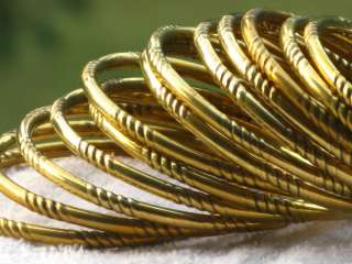   Vintage Gold Brass Indian Boho Bangles Bracelets with Twist Carving