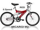 Micargi M2 Boys 6 Speed Hi Ten Steel Frame MTB Mountain Bike Red