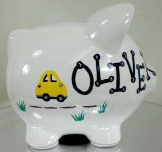 Personalized Childs Small Piggy Bank   CARS & TRUCKS  
