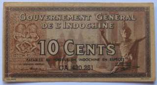 Banque dIndochine 10 Cents in French V. Fine  