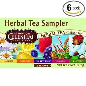 Celestial Seasonings Green Tea Sampler, Variety Pack of 6 Flavors, Tea 