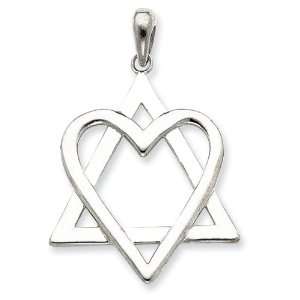  Sterling Silver Star of David Heart Pendant Jewelry