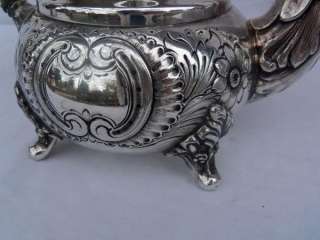   English Silverplate on Copper Tea Coffee Set Tipping Tea Pot  