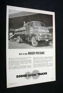 DODGE TRUCKS OConnor Lumber Co. ohio plates 1952 Ad  
