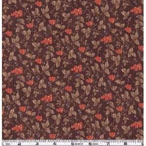 45 Wide Nells Flower Shop Berries Brown Fabric By The 
