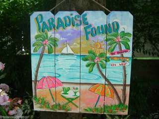 PARADISE FOUND TIME TROPICAL ART HOME DECOR TIKI SIGN  