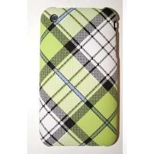  Green Plaid Hard Back Case Cover for iPhone 3g 3gs Criss Cross Plaid 