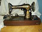 VINTAGE PORTABLE SINGER SEWING MACHINE WITH WOOD CASE