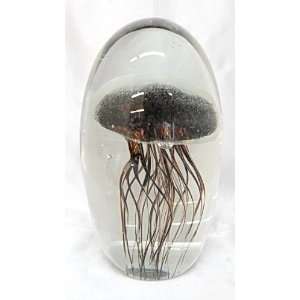   Glow in the Dark Glass Black Jellyfish Paperweight