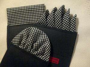 Pre Folded Black & White Check Cotton Handkerchiefs  