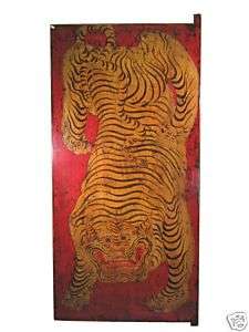 Tibetan Tiger &Colorful Painting Cypress Wood Door  