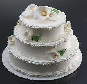 Display Cake Wedding, 10x10, White, 3 Layer, Calla Lily, Faux Food, 2 