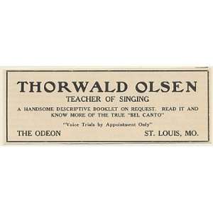  1923 Thorwald Olsen Teacher of Singing Booking Print Ad 