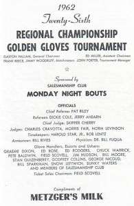 1962 BOXING  GOLDEN GLOVES CHAMPIONSHP DALLAS  PROGRAM  
