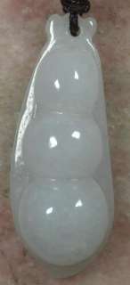 White 100% Natural Grade A JADE JADEITE PENDANT bean bead amulet
