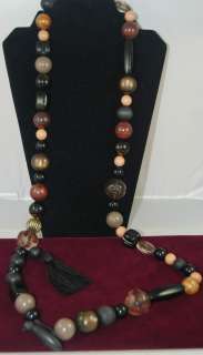   Vintage Very Large Multi Colored Beaded Belt / Necklace W/ Tassel