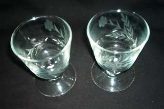 vintage 2 etched crystal wine glasses or candle holders  