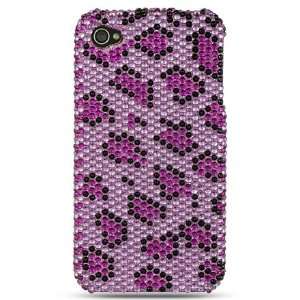  Purple Cheetah   Gemstone Protector for Apple iPhone 4 