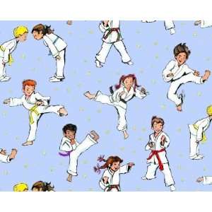 Action Kids Karate Fabric in light blue 