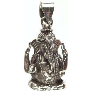  Ganesha Pendant with CZ Bindu   Sterling Silver 