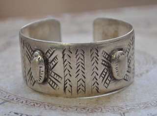 Vintage Bedouin Egyptian solid silver cuff bracelet  