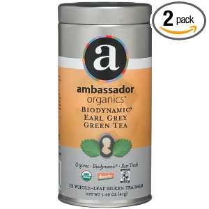 Ambassador Organics Biodynamic Earl Grey Green Tea, 15 Count, 1.45 