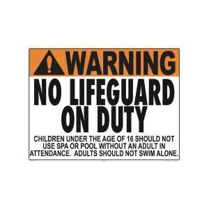  Warning No Lifeguard Sign 1303Wa2418E