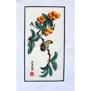   Original Chinese Art Watercolor Painting Fruit Bird 