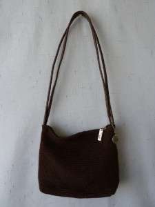 THE SAK Chocolate Crochet Double Leather Strap Handbag  