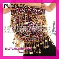 BELLY DANCE COSTUME GOLD COIN HIP SCARF WRAP SKIRT 3CLR  