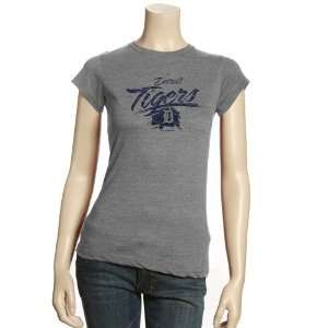  Detroit Tigers Ladies Charcoal Heather Scratch Babydoll T 