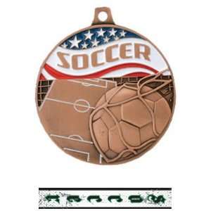   Awards Americana Custom Soccer Medals BRONZE MEDAL/INTENSE RIBBON 2.25