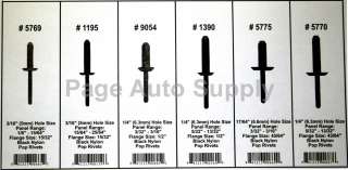 Contains 6 Of The Most Popular Pop Rivets For GM, Ford, Chrysler & VW