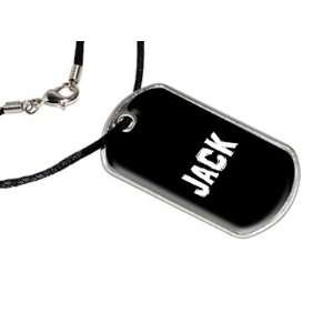  Jack   Name Military Dog Tag Black Satin Cord Necklace 