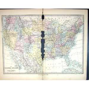  Harrow Antique Map 1880 United States North America 