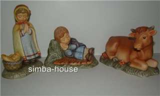Berta Hummel Nativity   Ox, Sleeping Shepherd, Peaseant Girl Figurine 