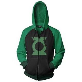 The Green Lantern Icon Mens Black & Green Zip Up Hooded Sweatshirt 