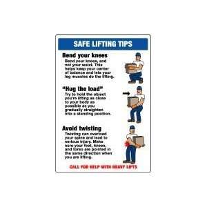   LIFTING TIPS  (W/GRAPHIC) 20 x 14 Plastic Sign