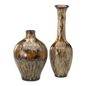  Tall Drip Vase in Blended Brown Glaze